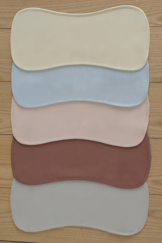 100% Organic Cotton - Burp Cloth Starterpack of 5 - (Off White, Pale Pink, Baby Blue, Grey and Mocha)