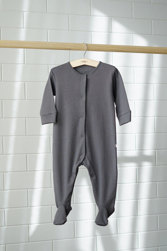 100% Organic Cotton - Footie Single Pack - Dark Grey