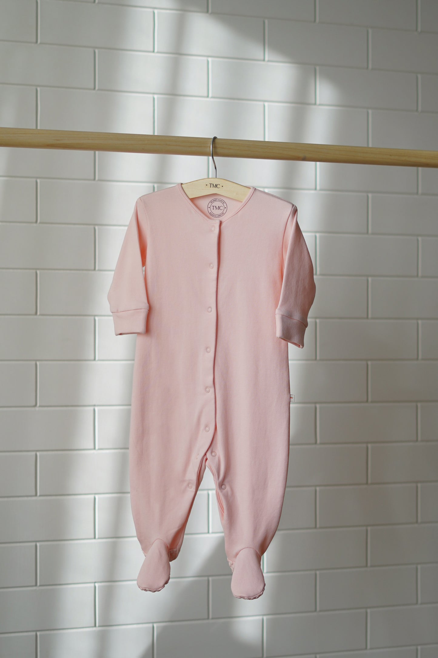 100% Organic Cotton - Footie Single Pack - Baby Pink