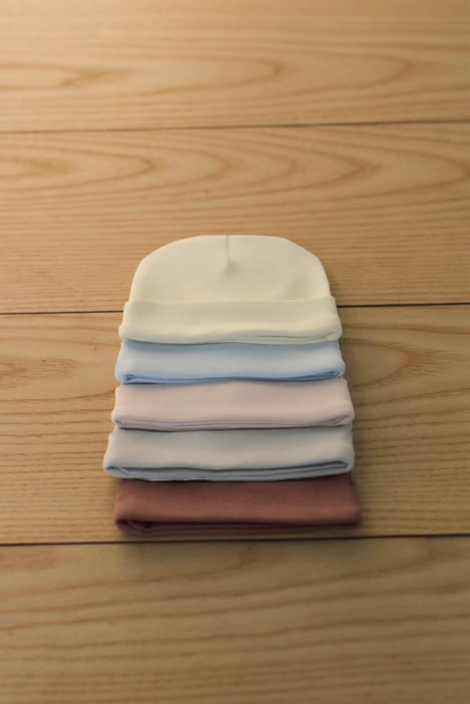 100% Organic Cotton - Baby Cap Starterpack of 5 - (Off White, Pale Pink, Baby Blue, Grey and Mocha)