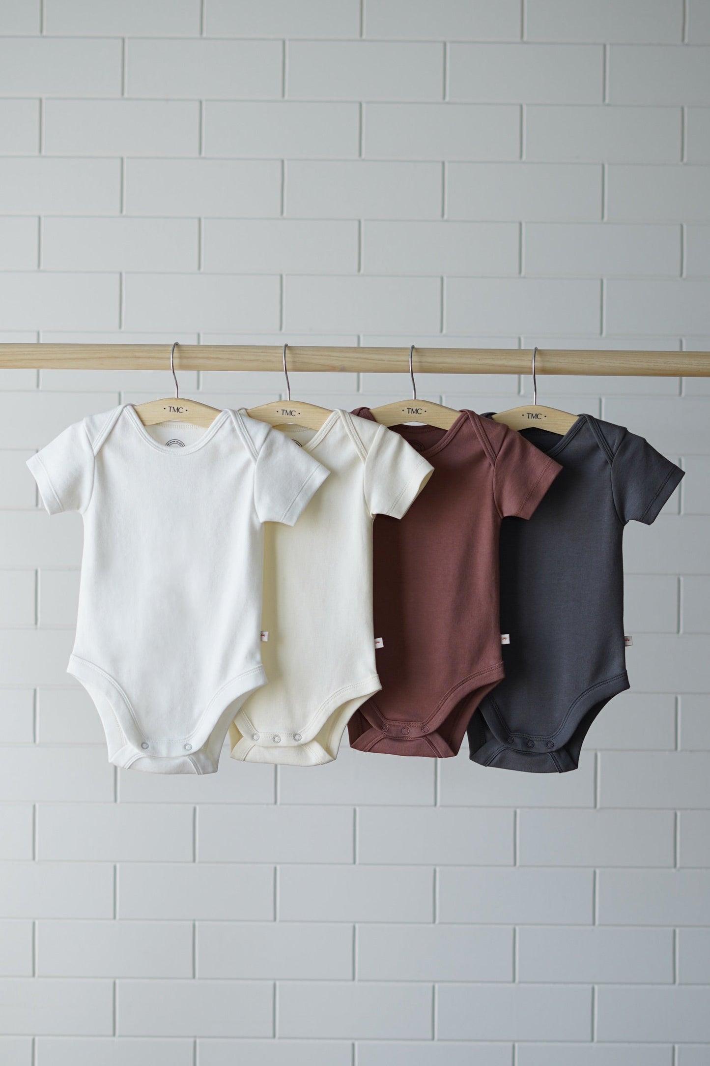 100% Organic Cotton - Half Sleeve Bodysuit Starterpack - Combo 3 (Whites, Grey and Mocha)