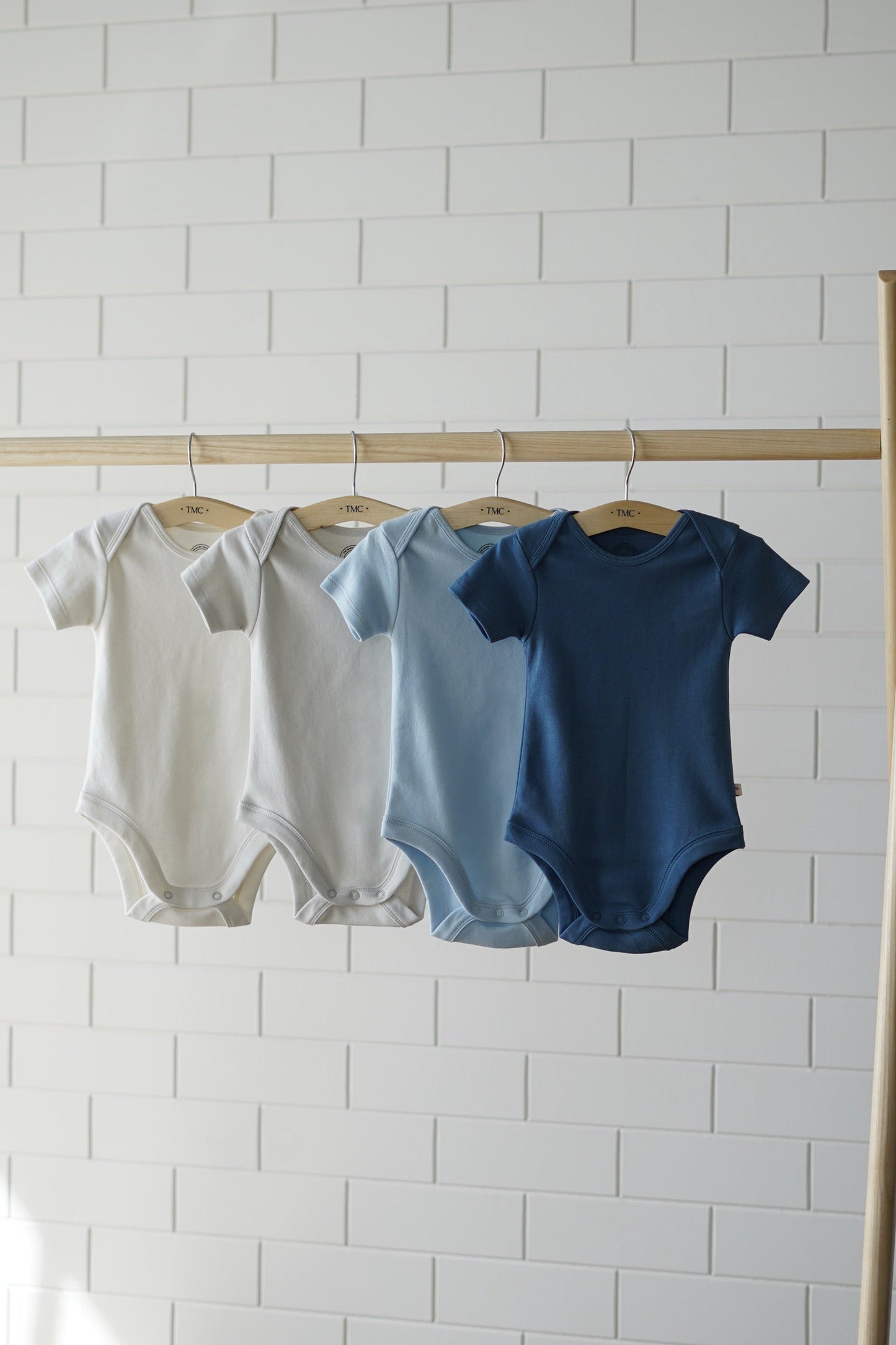 100% Organic Cotton - Half Sleeve Bodysuit Starterpack - Combo 6 (White, Silver and Blues)